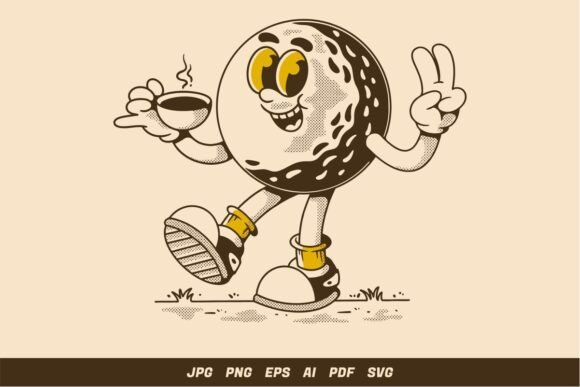 Review: Happy Golf Character Holding Coffee Cup Design