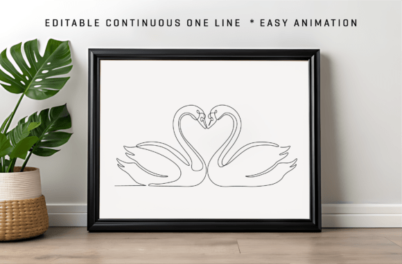 Review: Two Swans Form Heart Continuous Line Art