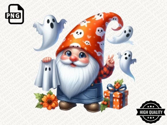 Review: Watercolor Halloween Gnome Clipart PNG for Embroidery