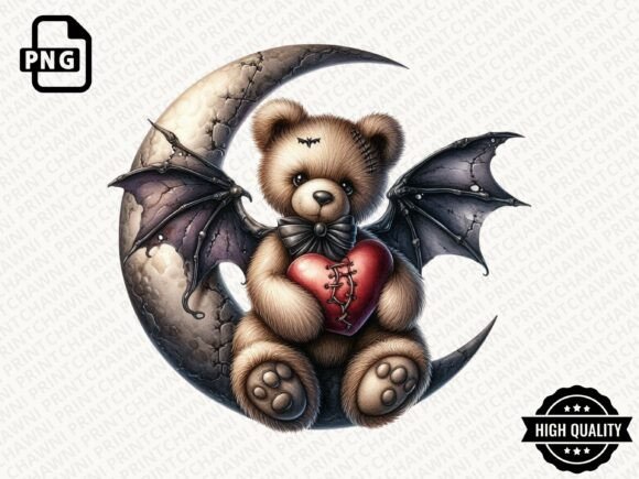 Review: Watercolor Halloween Teddy Bear Clipart for Stitching